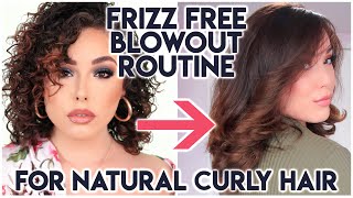 HOW TO BLOWDRY CURLY HAIR STRAIGHT  Salon Blowout At Home [upl. by Intruoc551]