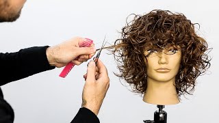 Curly Layered Haircut Tutorial  Full Step By Step [upl. by Yenitirb]