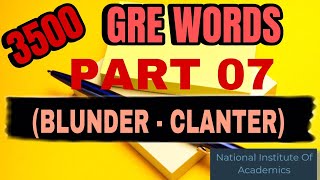 PART 7 BARRONS GRE 3500 VOCABULARY BLUNDERCANTER [upl. by Gomer]