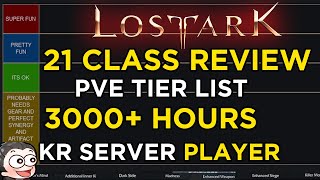 Lost Ark PvE Class Tier List Ranked by FUN 3000 Hours KR Server Player  21 CLASSES [upl. by Akimahc]