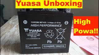 Yuasa Motorcycle Battery Unboxing YTX14HBS High Performance [upl. by Aicilav]