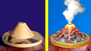 كيفية صنع بركان من الكرتون بطريقة رائعة🌋  How to make a volcano out of cardboard in a wonderful way [upl. by Oiluig]