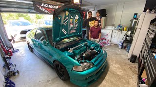 800HP TURBO K20A SWAP IS IN [upl. by Htrahddis]