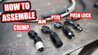 How to Assemble AN Push Loc PTFE Crimp Style Fittings and Hose [upl. by Egdirdle]