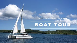 ALUMINUM PERFORMANCE CRUISING CATAMARAN BOAT TOUR EP1  Meet Jupiter² and the crew [upl. by Abbe]