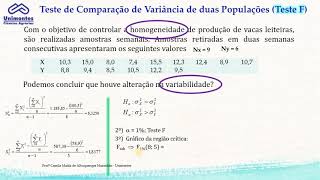 Testes de Hipóteses  Teste F Exemplo00  Profª Camila Maida [upl. by Ahseinek]