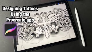 Designing tattoos using the Procreate app [upl. by Atnuhs]