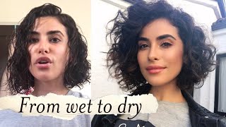 How to Style Short Curly Hair  WET TO DRY Tutorial [upl. by Marcile233]