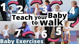 How to teach your baby to walk in 7 steps ★ 912 months ★ Baby Exercises Activities amp Development [upl. by Ramgad]