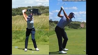 Justin Thomas golf swing  Long Iron faceon amp downtheline July 2017 [upl. by Nol]