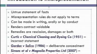 Misrepresentation Lecture 1 of 4 [upl. by Eelydnarb]