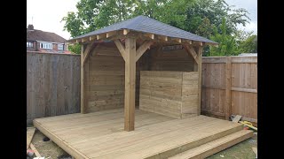 Wooden Gazebo Garden Bar build [upl. by Darnoc]