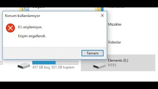 Harici Harddisk veya Usb  Erişim Engellendi Hatası ve Çözümü [upl. by Janeen95]