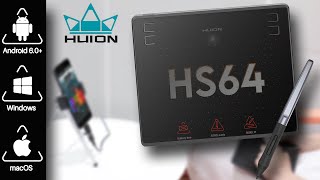 🔴HUION HS64 Graphics Drawing Tablet for PC amp Mobile unboxing setup and review  HINDI [upl. by Alexio]