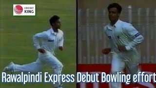 Rawalpindi Express Shoaib Akhtar Test debut over amp wickets  Rawalpindi 1997 [upl. by Portia]