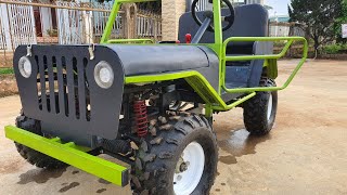 BUID A MINI JEEP RUBICON WITH BIKES ENGINE 110cc PART 2 [upl. by Alejandro425]