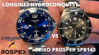 Longines Hydroconquest vs Seiko SPB143  Best EntryLevel Luxury Diver [upl. by Ehr900]