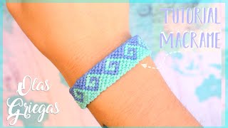 TUTORIAL pulsera OLAS GRIEGAS con hilo encerado 🌬MACRAME [upl. by Anjali]