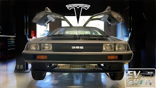 DMC Delorean Build With Tesla Power  EV SHOW [upl. by Ettenan190]