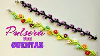 PULSERA con CUENTASMOSTACILLAS en forma de FLOR EFECTO RAMAS [upl. by Tivad]