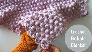 Crochet Bobble Stitch Blanket  Beginner Friendly Tutorial [upl. by Melise81]